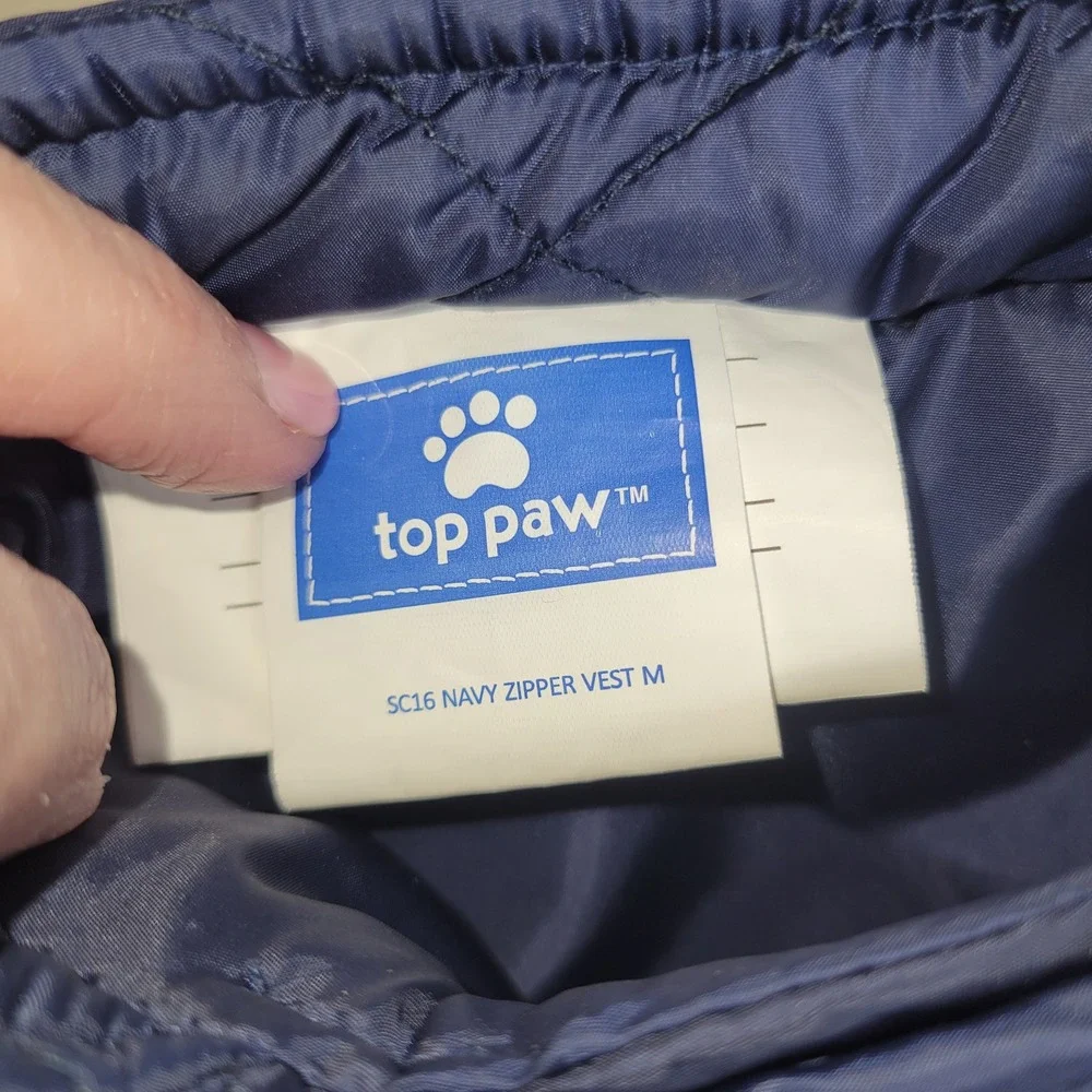 Top Paw Navy Blue‎ Quilted Zipper Dog Vest
